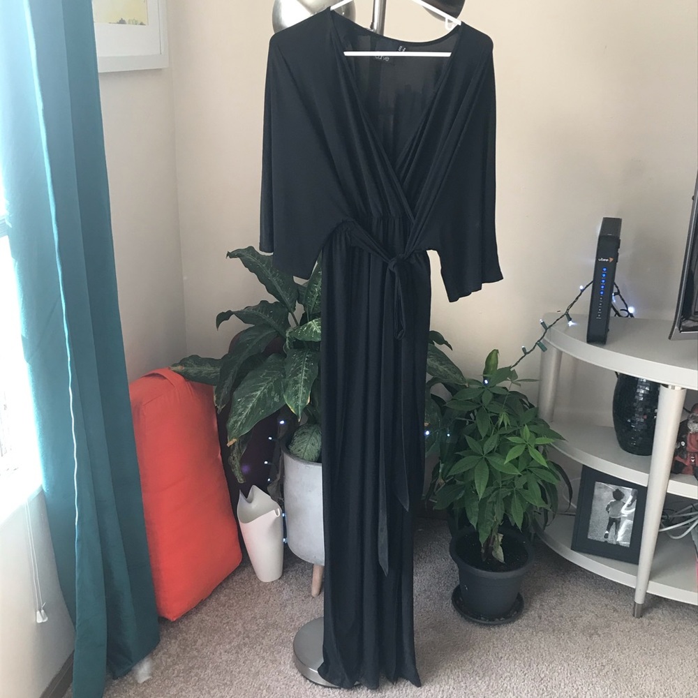 ASOS Curve Black Empire Waist Dress with Slit